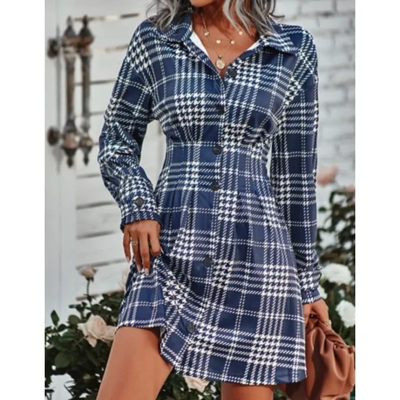 Plaid Button-Up Mini Dress - Picture 12 of 16